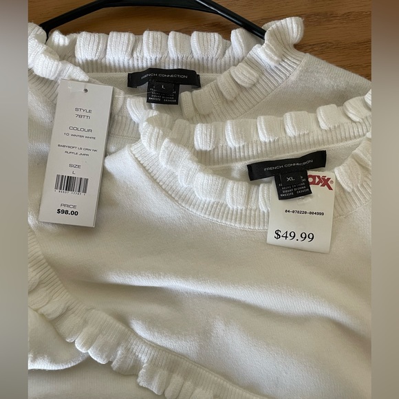 French Connection Babysoft Ruffle Sweater in Winter White - Picture 3 of 8